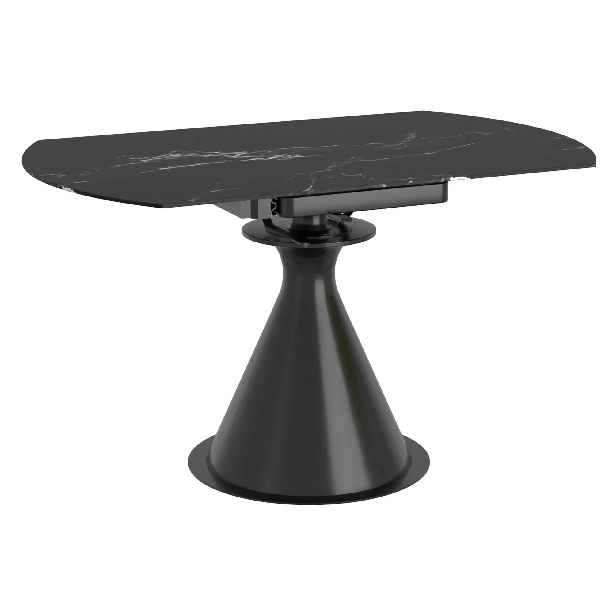 Extendable Round Pedestal Dining Table Calisto Black