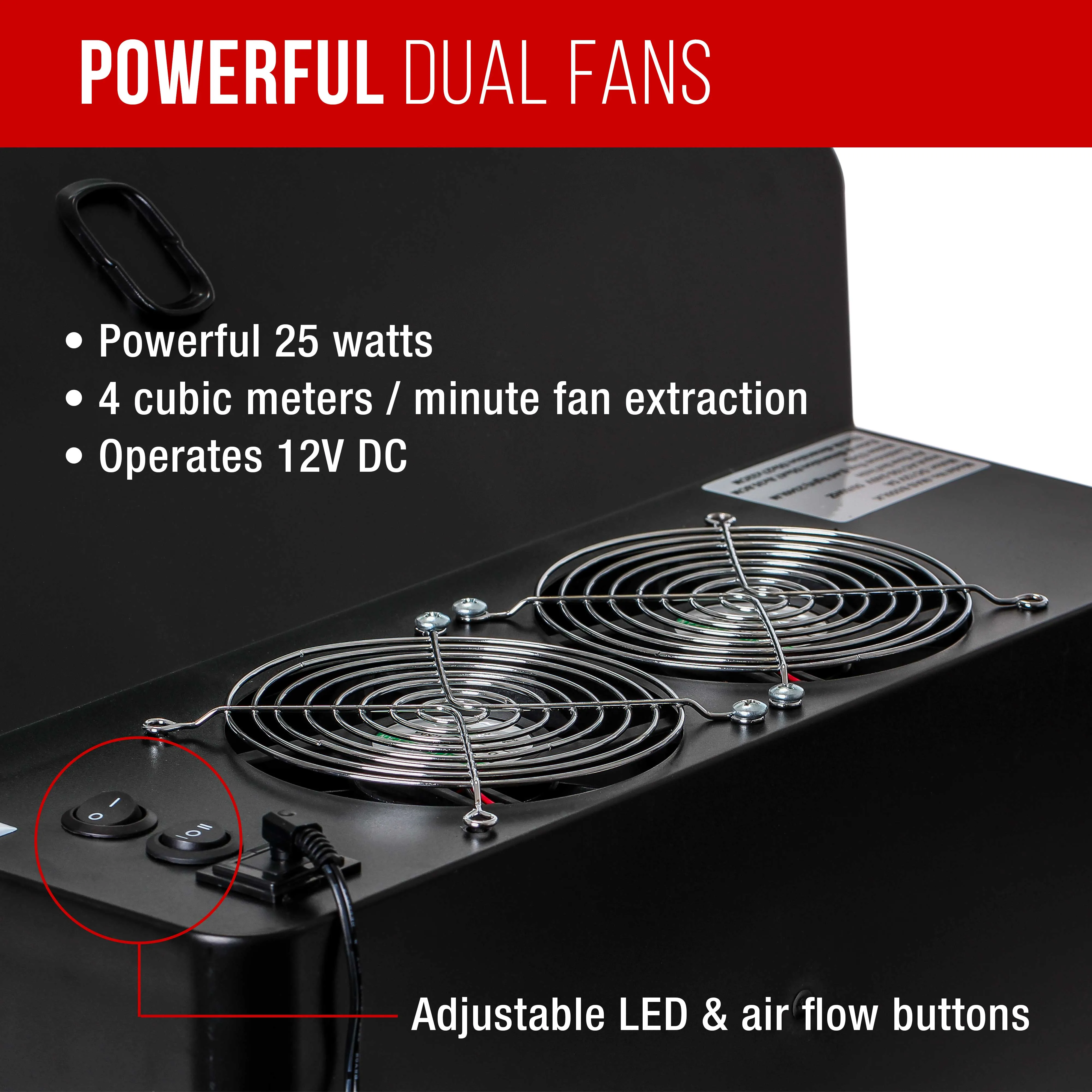 Extra Large Dual Fan Portable Airbrush Hobby Spray Booth with LED Lighting - Paint Booth with 6' Exhaust Hose, 22.25"x19"x14" Work Area, Turntable, 25W Fans Powerful Extraction