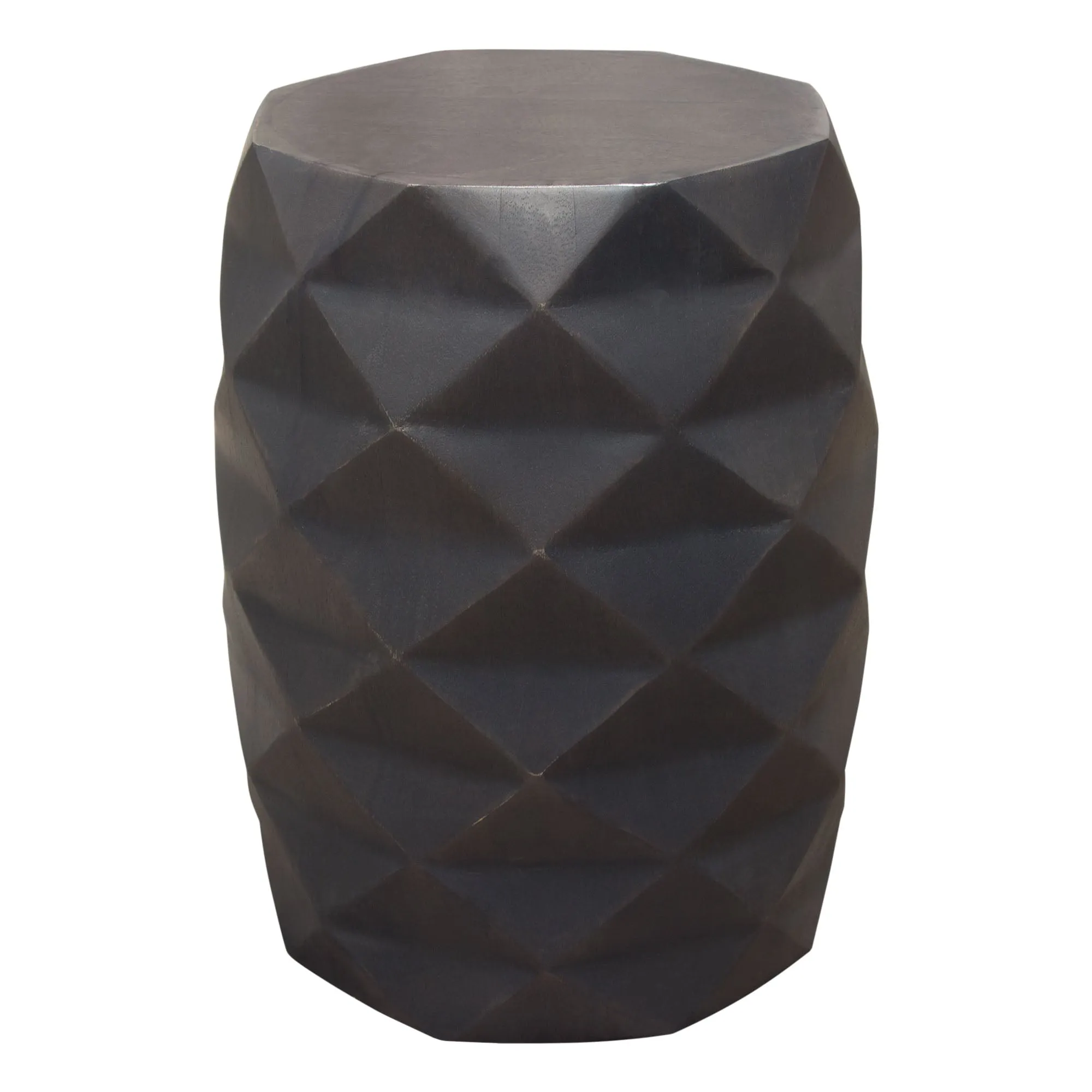 Fig Solid Mango Wood Accent Table in Grey Finish w/ Geometric Motif by Diamond Sofa