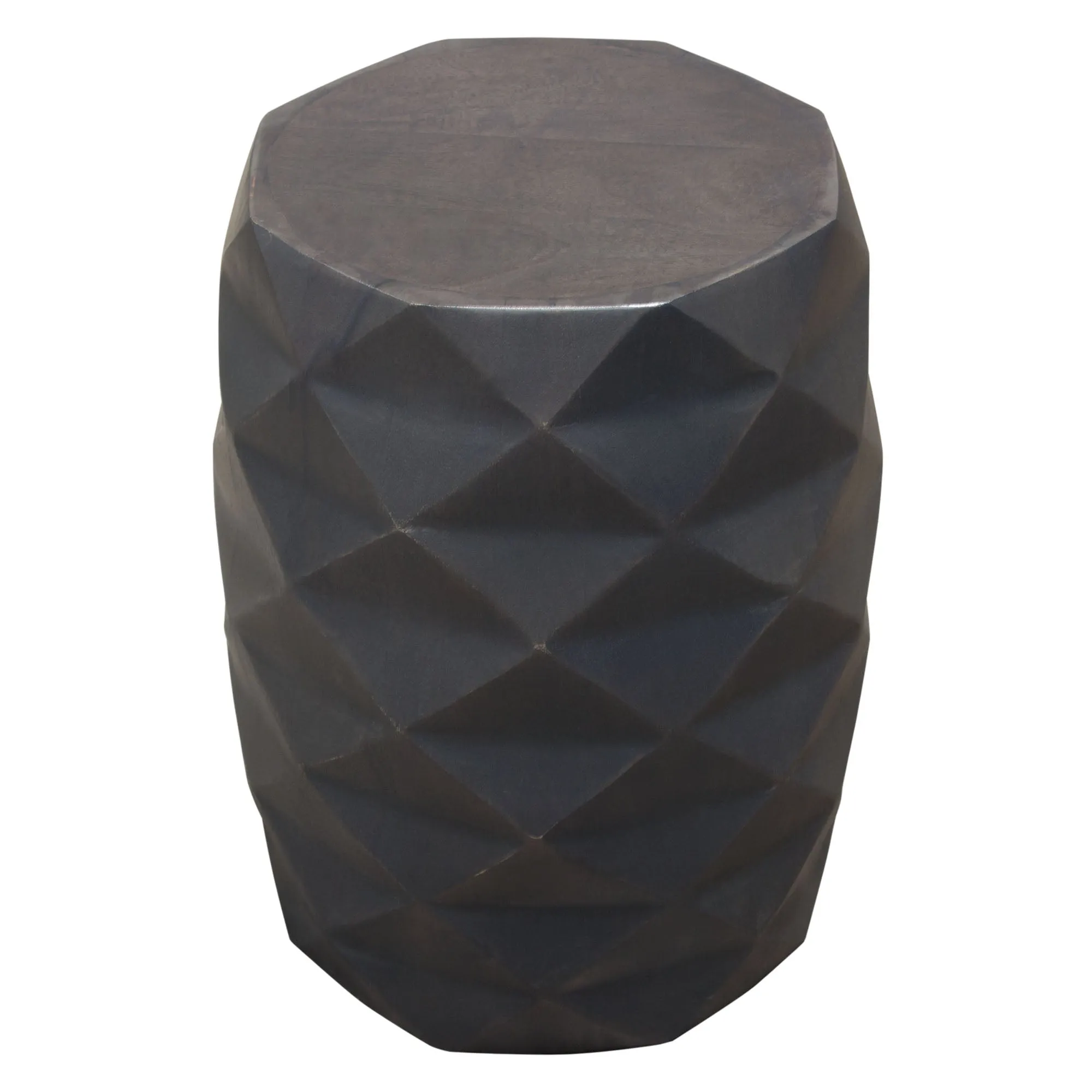 Fig Solid Mango Wood Accent Table in Grey Finish w/ Geometric Motif by Diamond Sofa