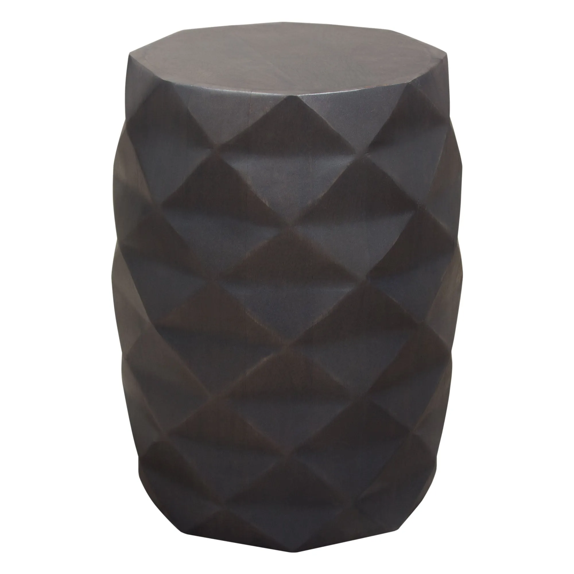 Fig Solid Mango Wood Accent Table in Grey Finish w/ Geometric Motif by Diamond Sofa