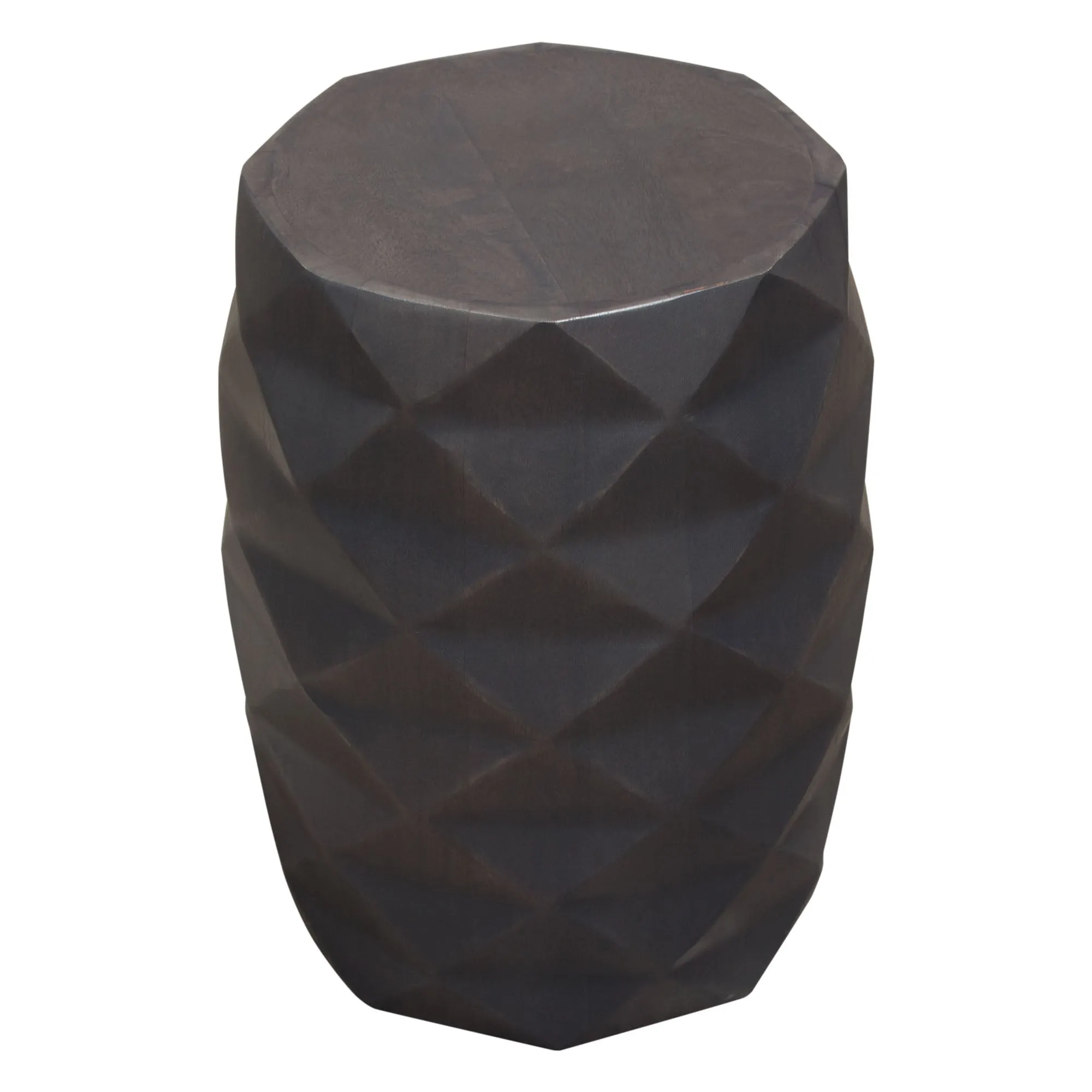 Fig Solid Mango Wood Accent Table in Grey Finish w/ Geometric Motif by Diamond Sofa