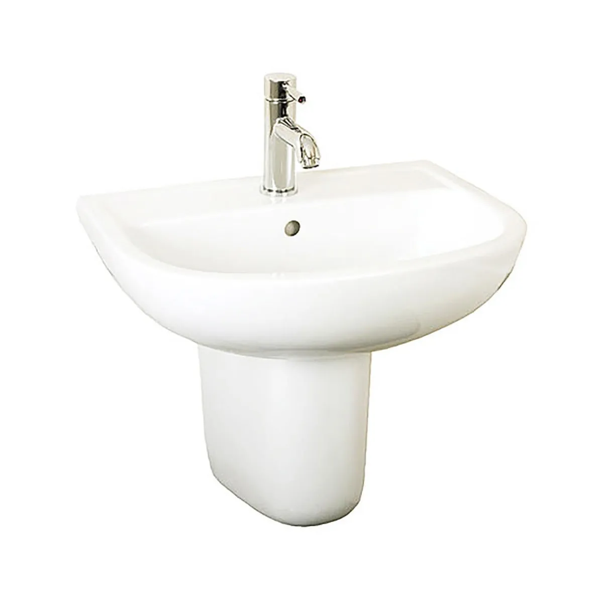 Frontline White Compact Semi-Pedestal Basin - 2 Tap Holes