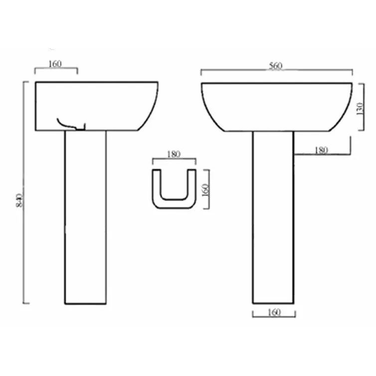 Frontline White Emme 560mm Full Pedestal Basin