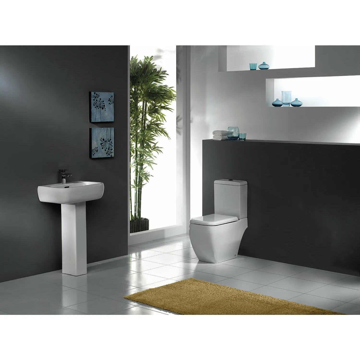 Frontline White Metro 520mm Full Pedestal Basin - 2 Tap Holes