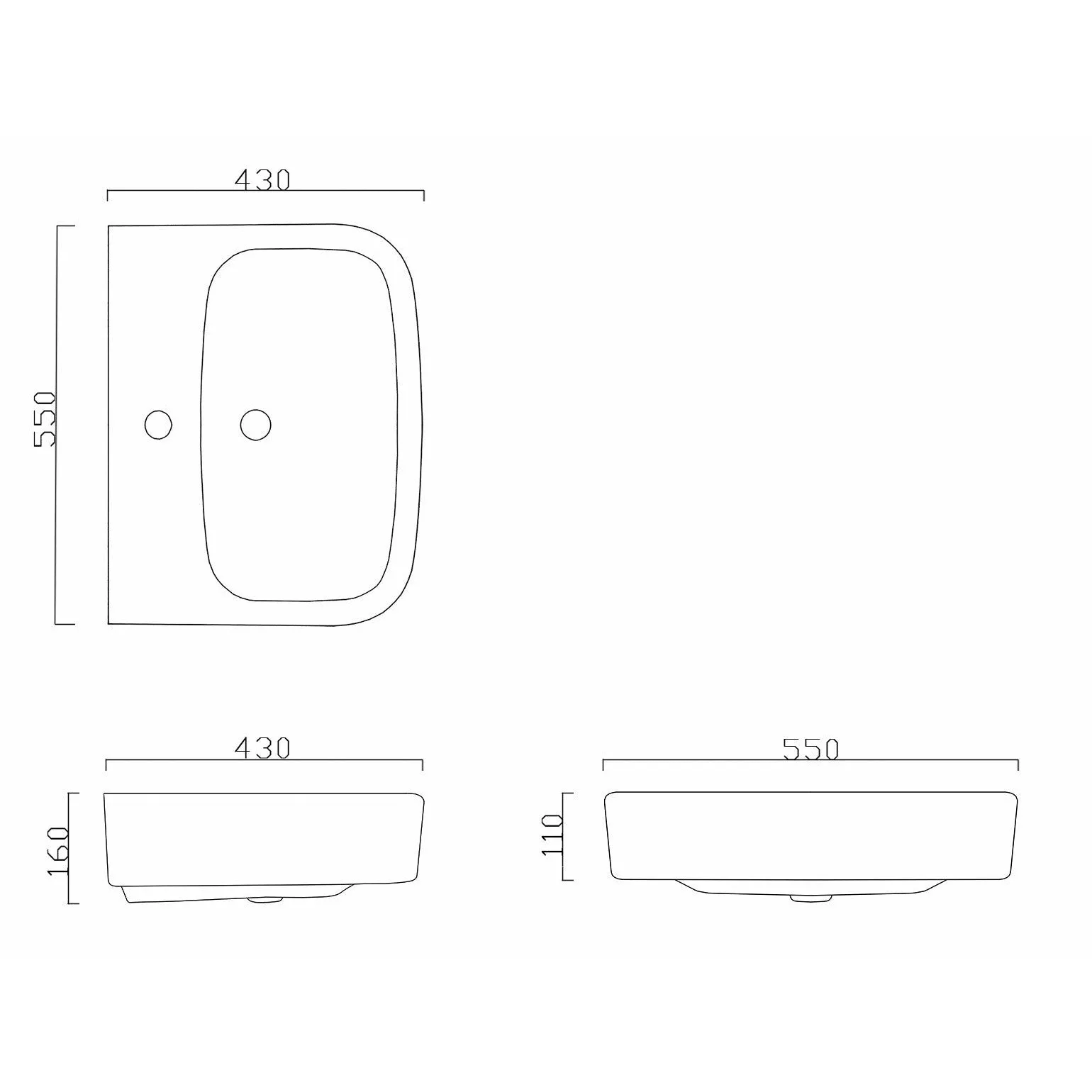 Frontline White Modo 550mm Semi-Pedestal Basin