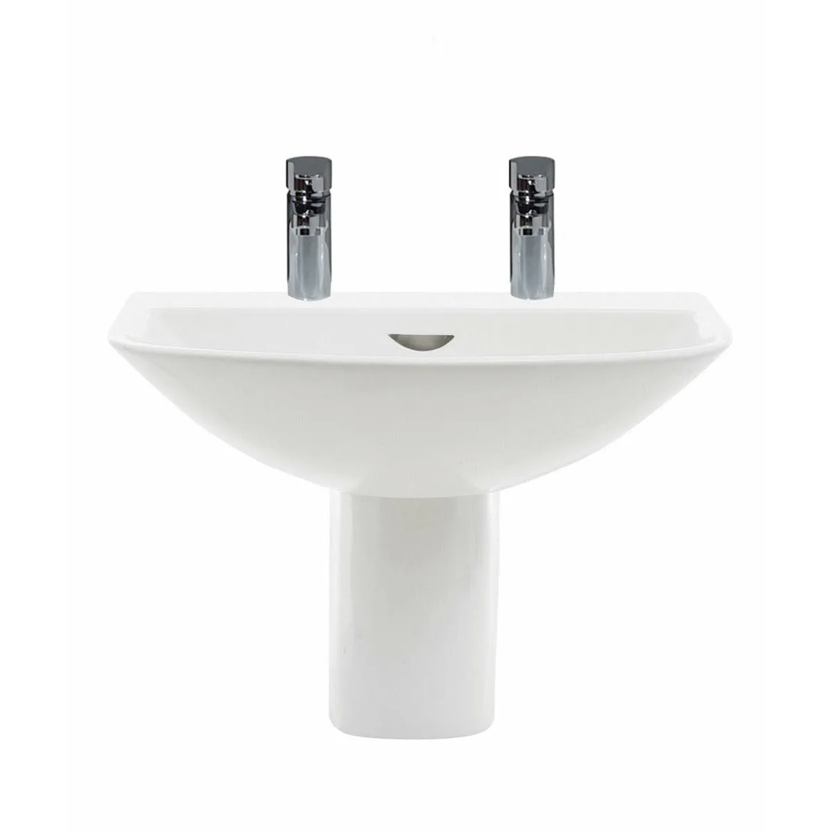 Frontline White Reserva 550mm Semi-Pedestal Basin - 2 Tap Holes