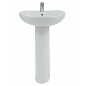 Frontline White Xclusive 550mm Full Pedestal Basin - 1 Tap Hole