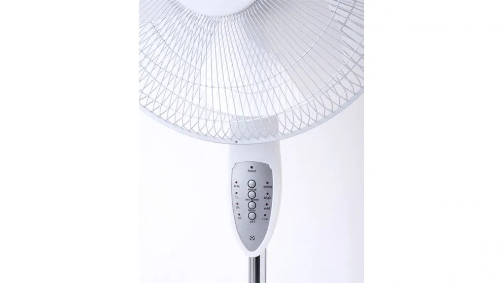 Goldair White 40cm /60W Pedestal Floor Fan with Remote/  3 Speeds Setting