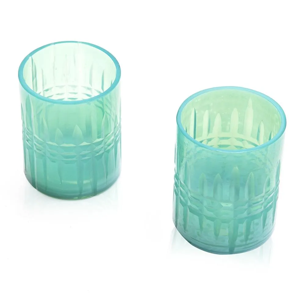 Green Aqua Glass Tea Lights (A D)