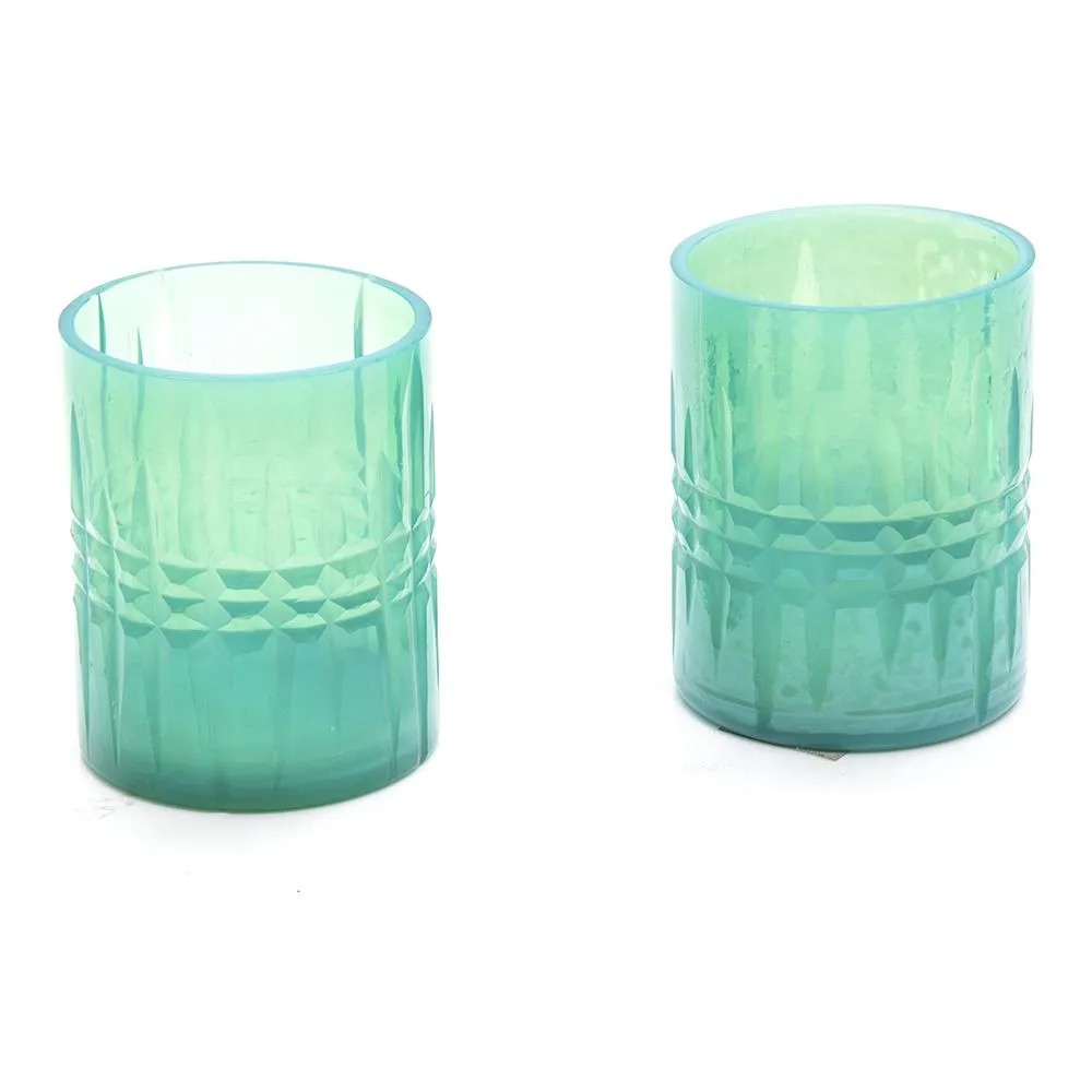 Green Aqua Glass Tea Lights (A D)