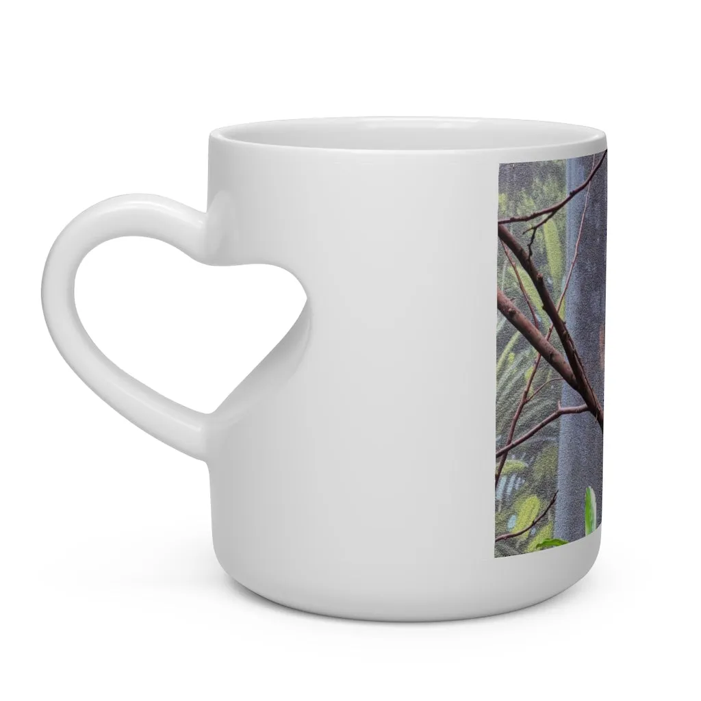 Green Bird Heart Shape Mug