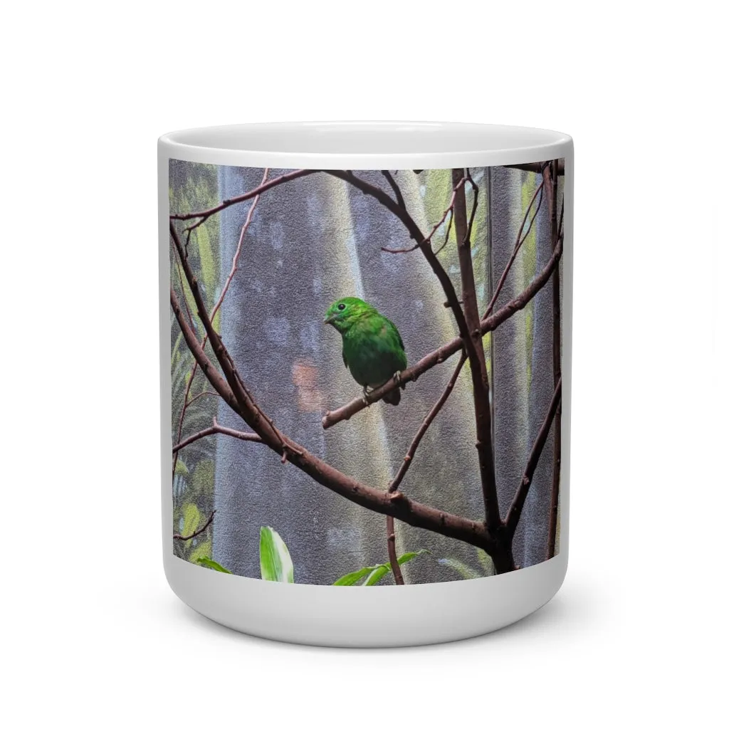 Green Bird Heart Shape Mug