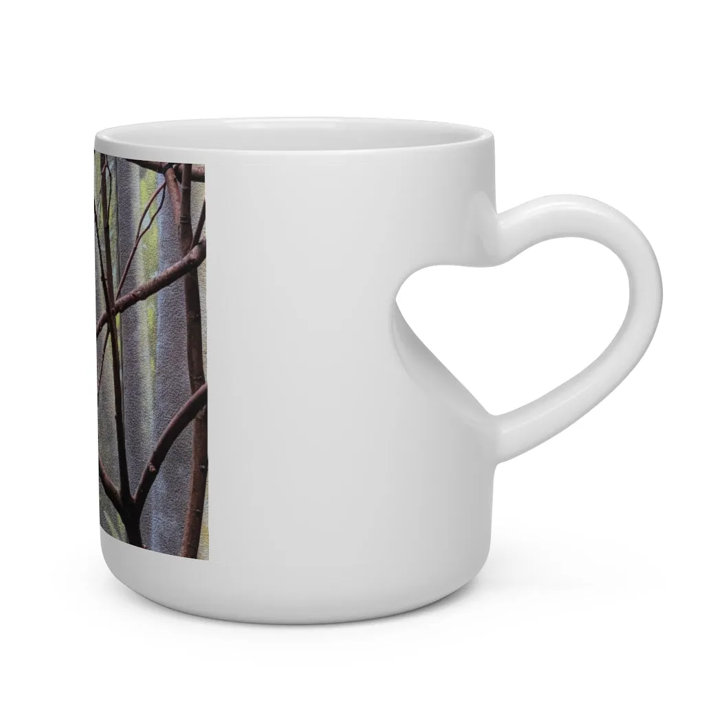 Green Bird Heart Shape Mug