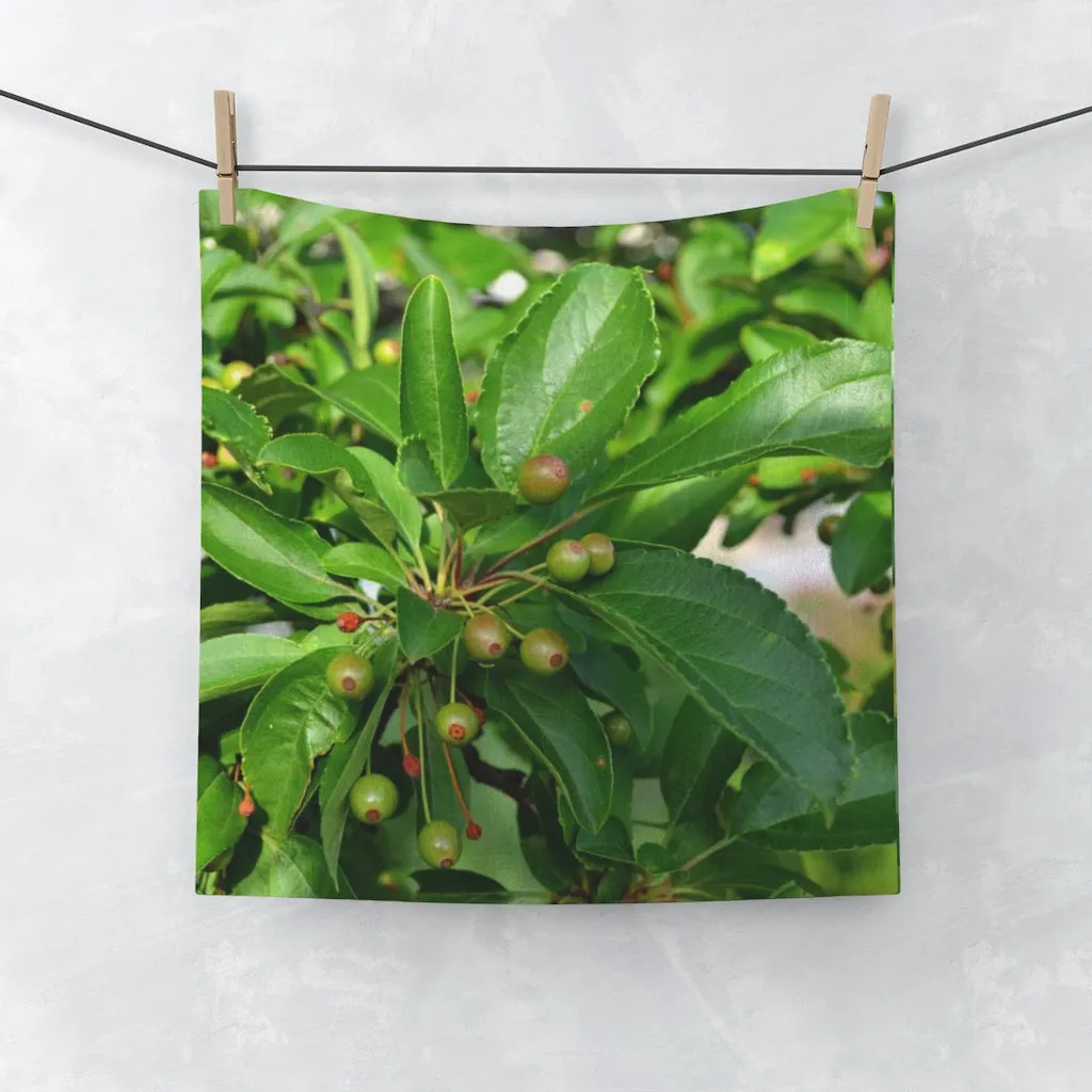 Green Leaves and Seeds Face Towel