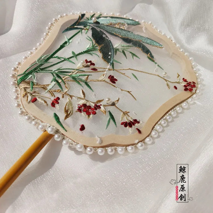 Guo Dongting 过洞庭 Crossing Dongting River Single-Sided Embroidered Tuanshan Round Fan