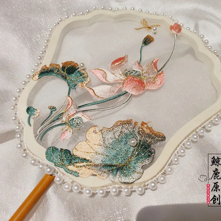 Guo Dongting 过洞庭 Crossing Dongting River Single-Sided Embroidered Tuanshan Round Fan