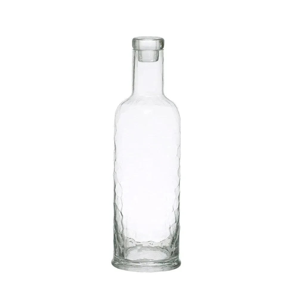 HAMMERED GLASS STOPPER CLEAR CARAFE 32 OZ