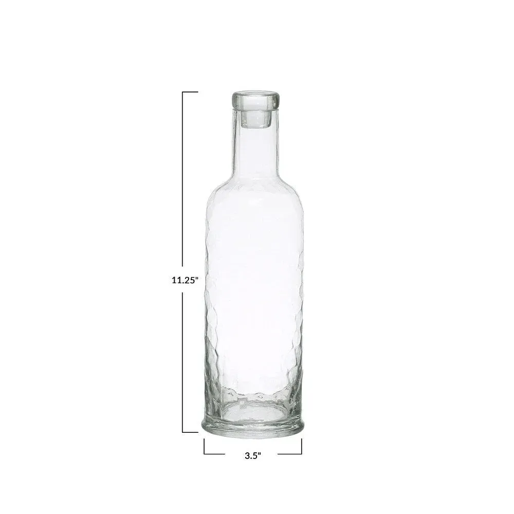 HAMMERED GLASS STOPPER CLEAR CARAFE 32 OZ