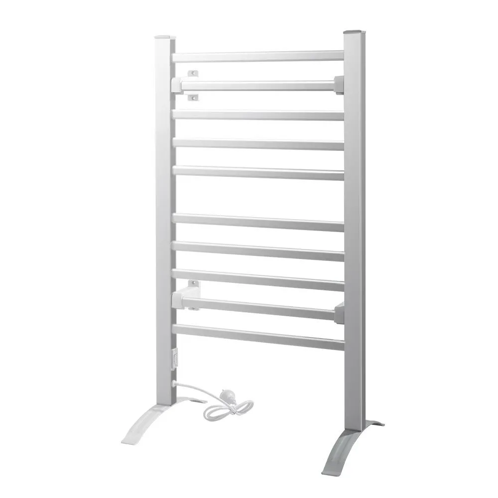 Heated Towel Rail Rack 10 Bars Freestanding Clothes Dry Warmer