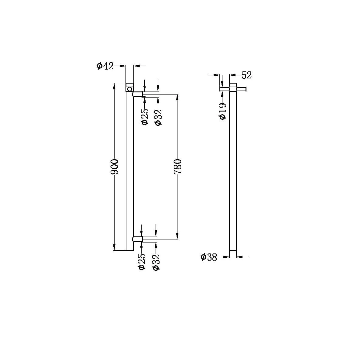 Heated Vertical Towel Rail 900MM Matte White