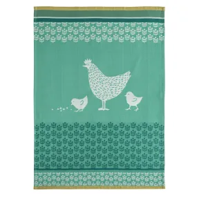 Hen (Cocotte) French Jacquard Cotton Dish Towel by Coucke