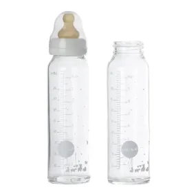 Hevea - Baby Glass Bottles - White Screw Cap - 240ml (2 pack)