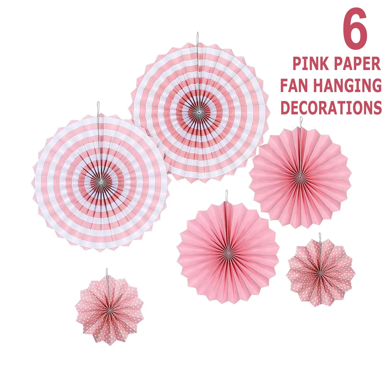 Ice Cream Party Supplies and Table Decorations (Pink Paper Fan Hanging Decorations (6 Piece Set))