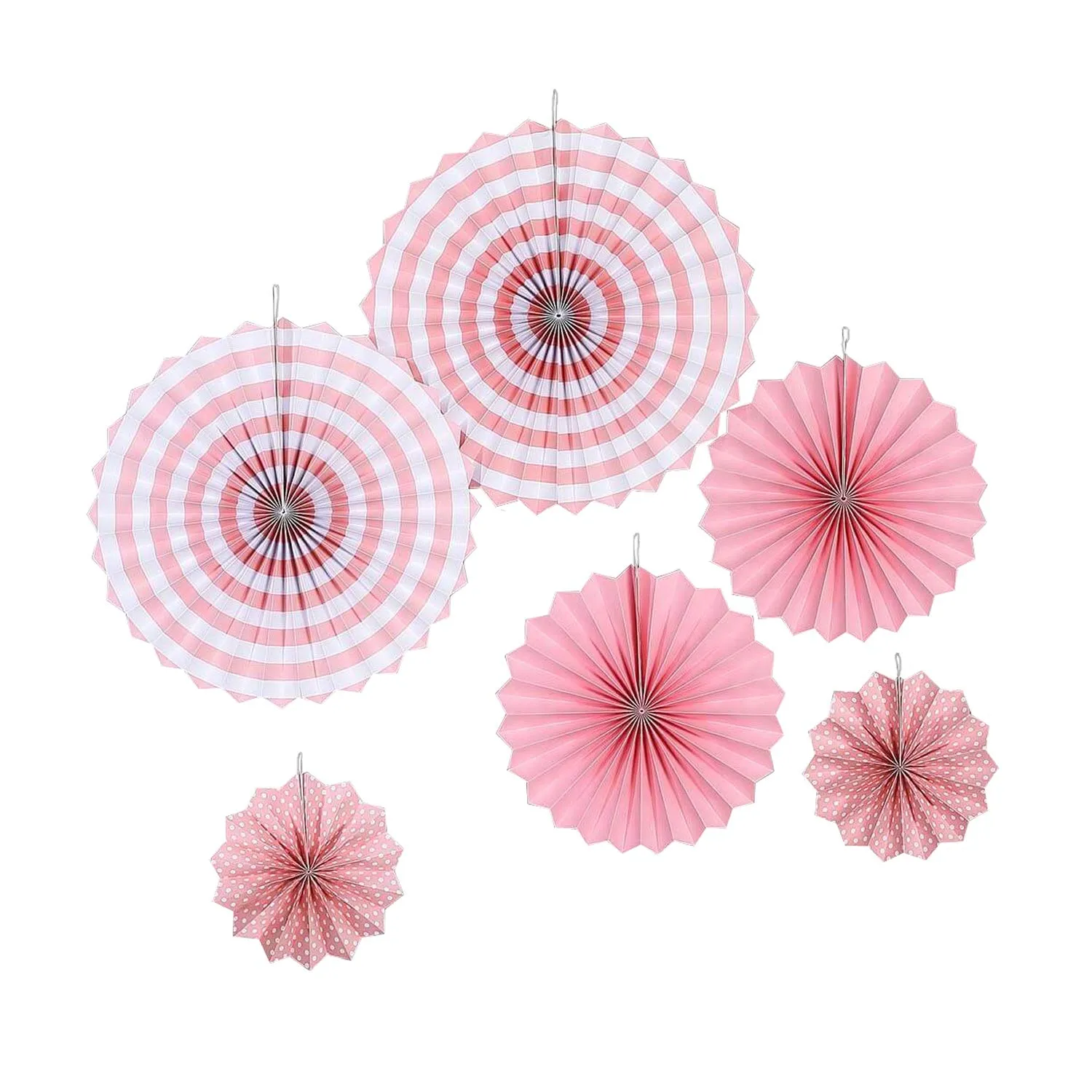 Ice Cream Party Supplies and Table Decorations (Pink Paper Fan Hanging Decorations (6 Piece Set))