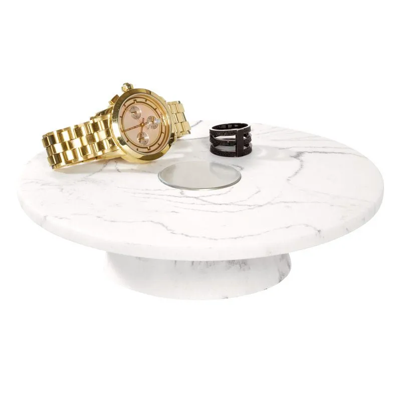 iDesign Dakota Vanity Tray in White Marble and Satin