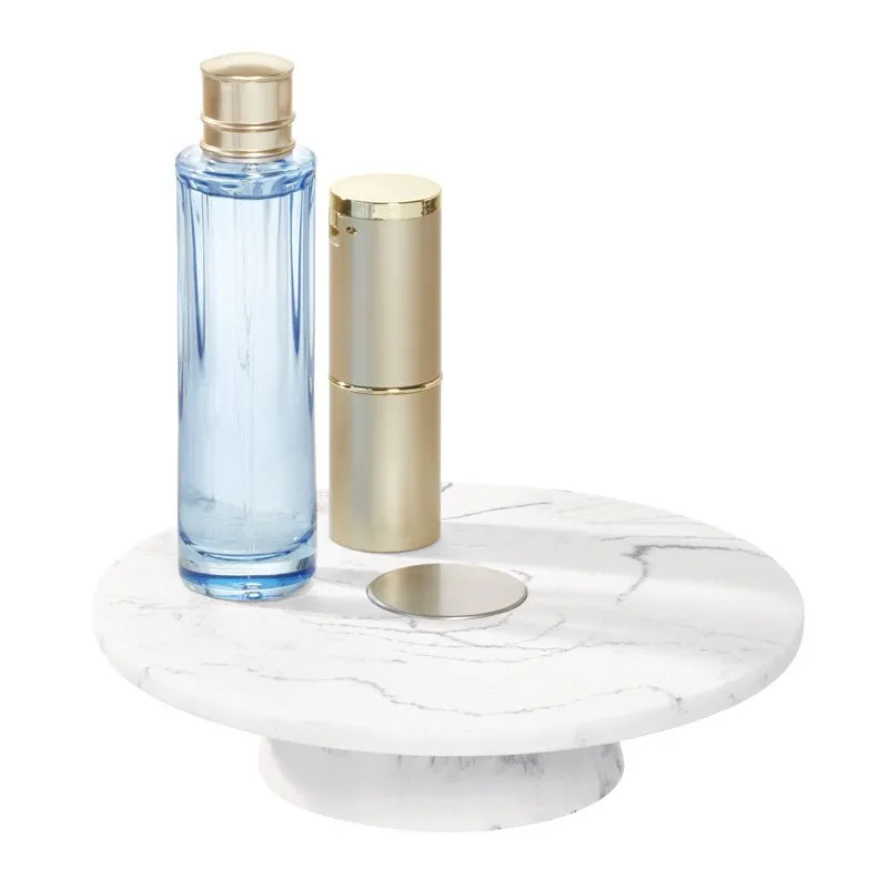 iDesign Dakota Vanity Tray in White Marble and Satin