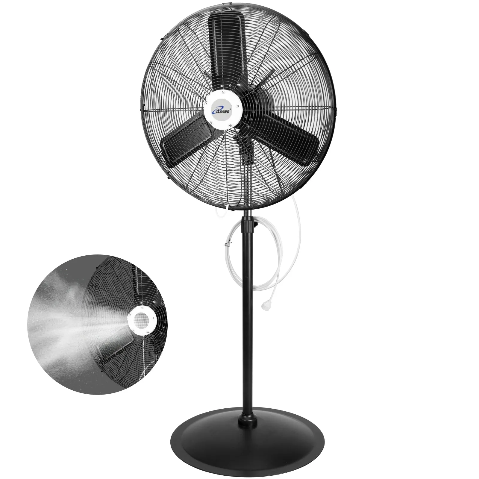 ILG8P30M - iLIVING 30" Pedestal Outdoor Oscillating Fan with Misting kit - Shop, Greenhouse, Patio - 120V 1.8A 8400 CFM