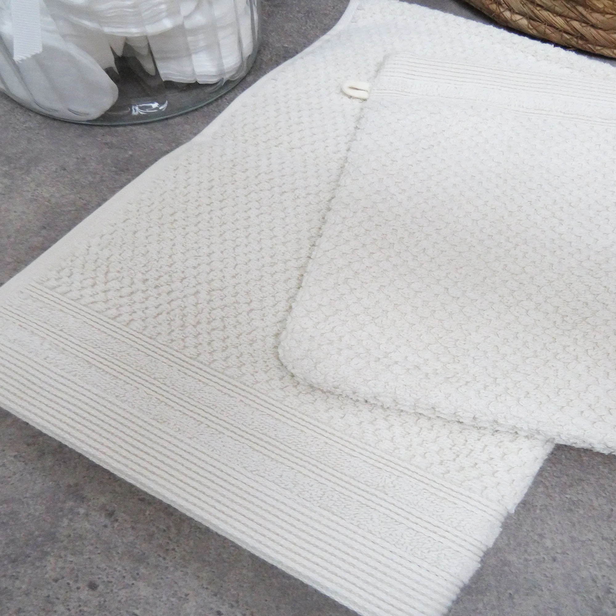 Ivory Cotton Waffle Texture Towels