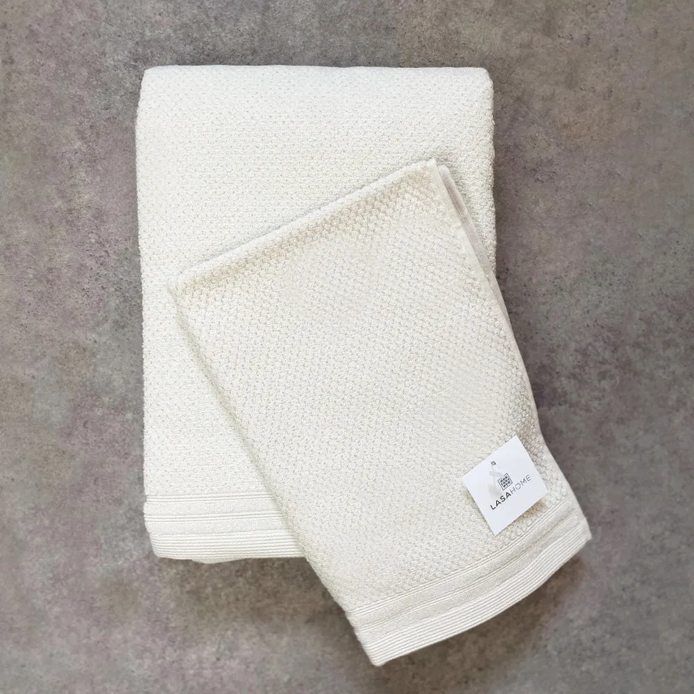 Ivory Cotton Waffle Texture Towels