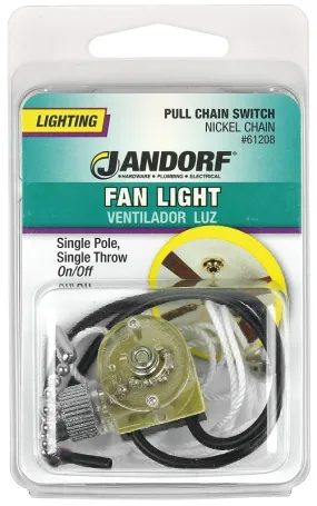 Jandorf 61208 Pull Chain Switch, 1-Pole, 125 V, 3 A, Nickel :CD: QUANTITY: 1