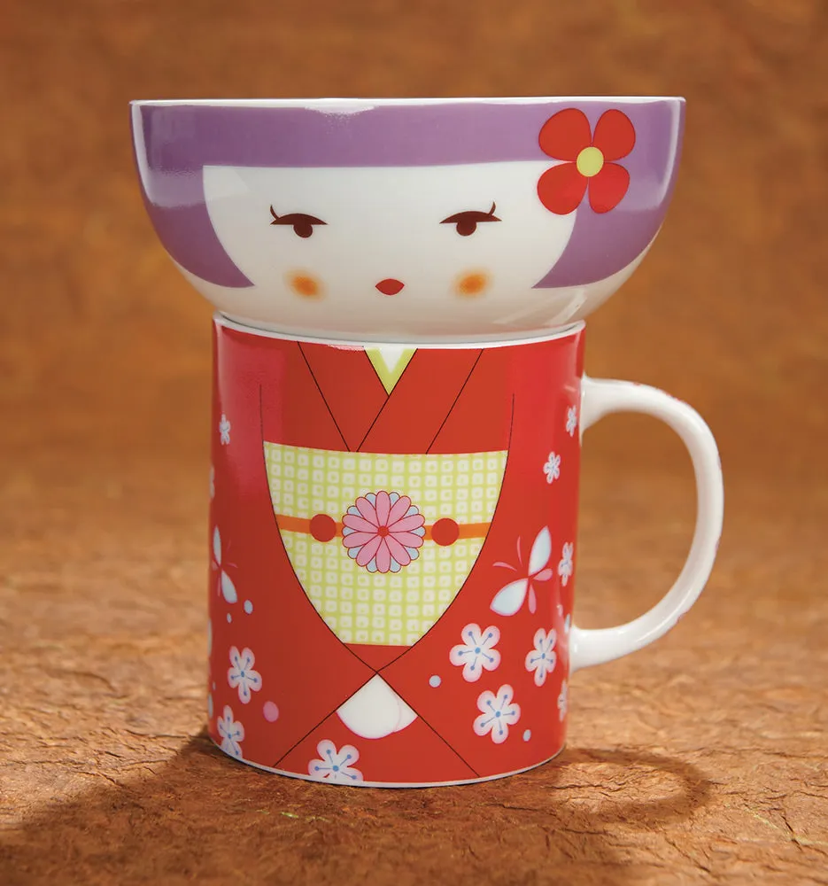 Japanese Girl Bowl and Mug Set