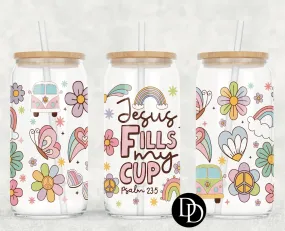 Jesus Fills My Cup Retro UV DTF Cup Wrap