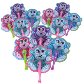 Kicko Folding Paper Monkey Fan - 12 Pack - 10 Inch - for Kids, Party Favors, Stocking