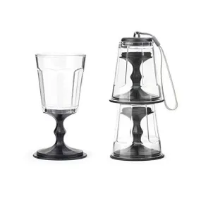 Kikkerland Stacking Wine Glass, Black, Set of 2