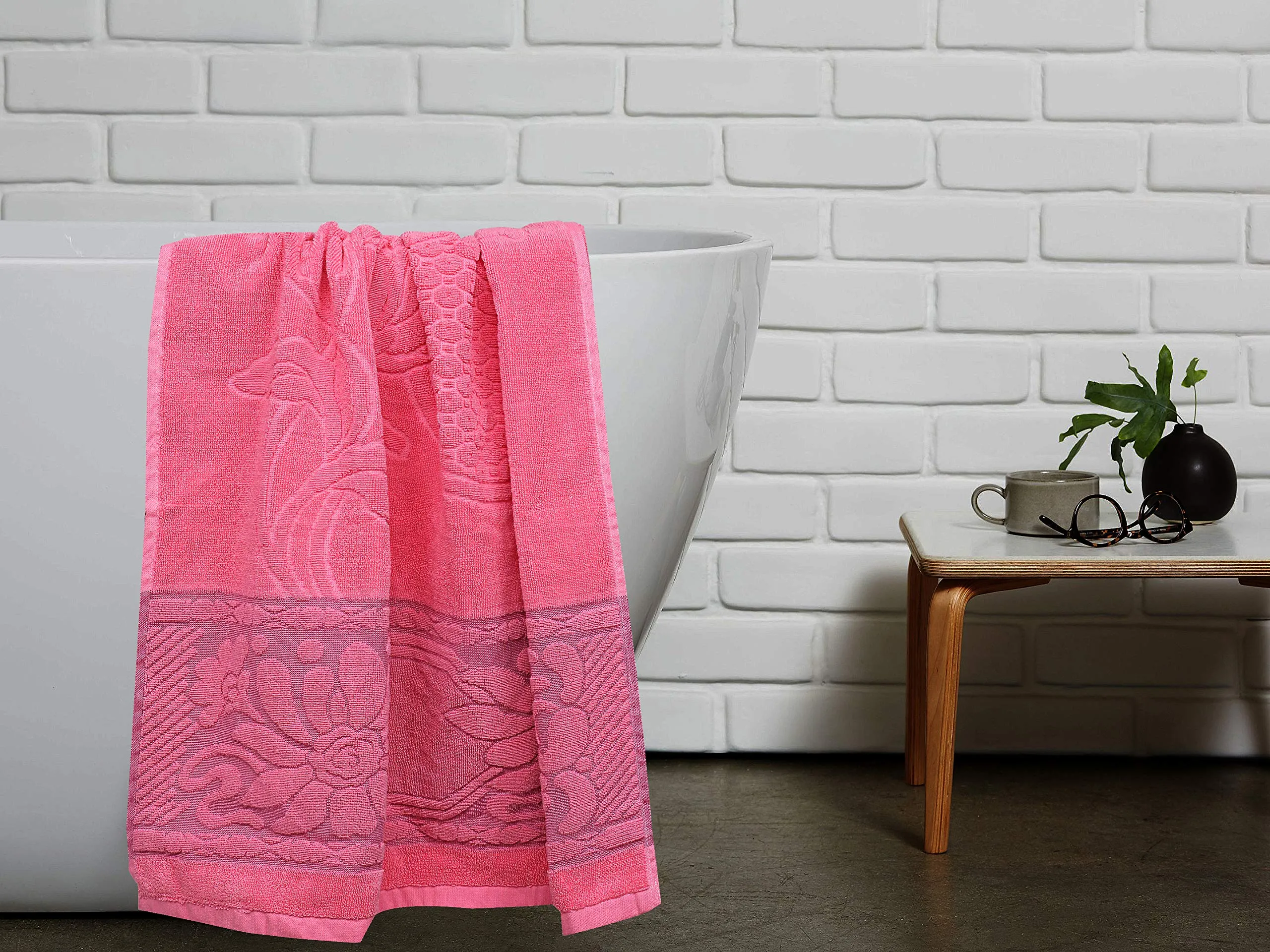 Kuber Industries 100% Cotton 4 Pieces Full Size Bath Towel 30"x60" (Pink)-CTKTC29903