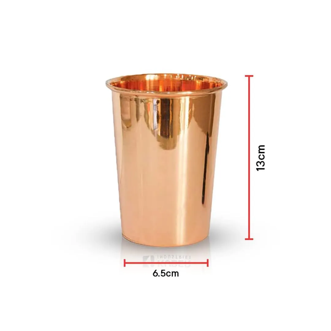 Kuber Industries 300 ml Pack of 8 Pure Copper Glass Cup for Water | Handcrafted Copper Water Tumbler | Peetal Drinking Water Glass | Serving Water Cup Set |Serving Water Glass for Yoga Or Ayurveda