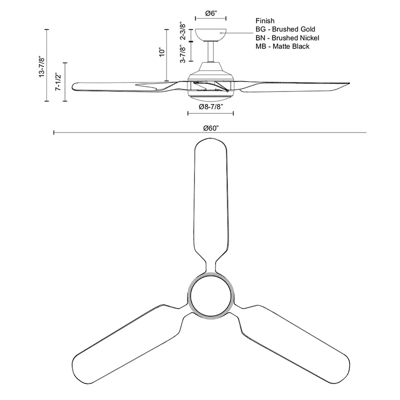 Kuzco CF95960 Fremont 60" Ceiling Fan with LED Light Kit