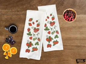 Large 22x36" Organic Strawberries Flour Sack Towel