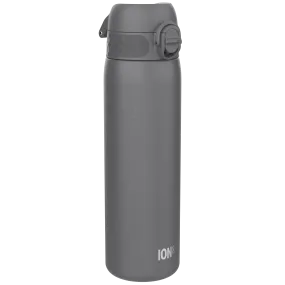 Leak Proof Slim Thermal Steel Water Bottle, Insulated, Grey, 500ml (17oz)