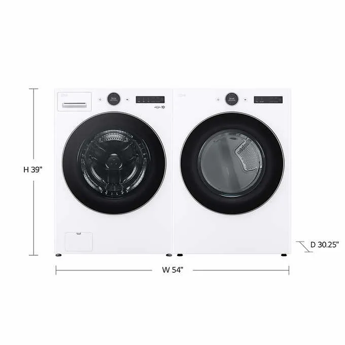 LG 4.5 cu. ft. Smart Front Load Washer with TurboWash 360 and 7.4 cu. ft. ELECTRIC Dryer with AI Sensor Dry and TurboSteam