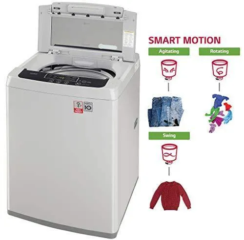 LG 6.5 Kg Inverter Fully-Automatic Top Loading Washing Machine (T7585NDDLGA, Middle Free Silver)