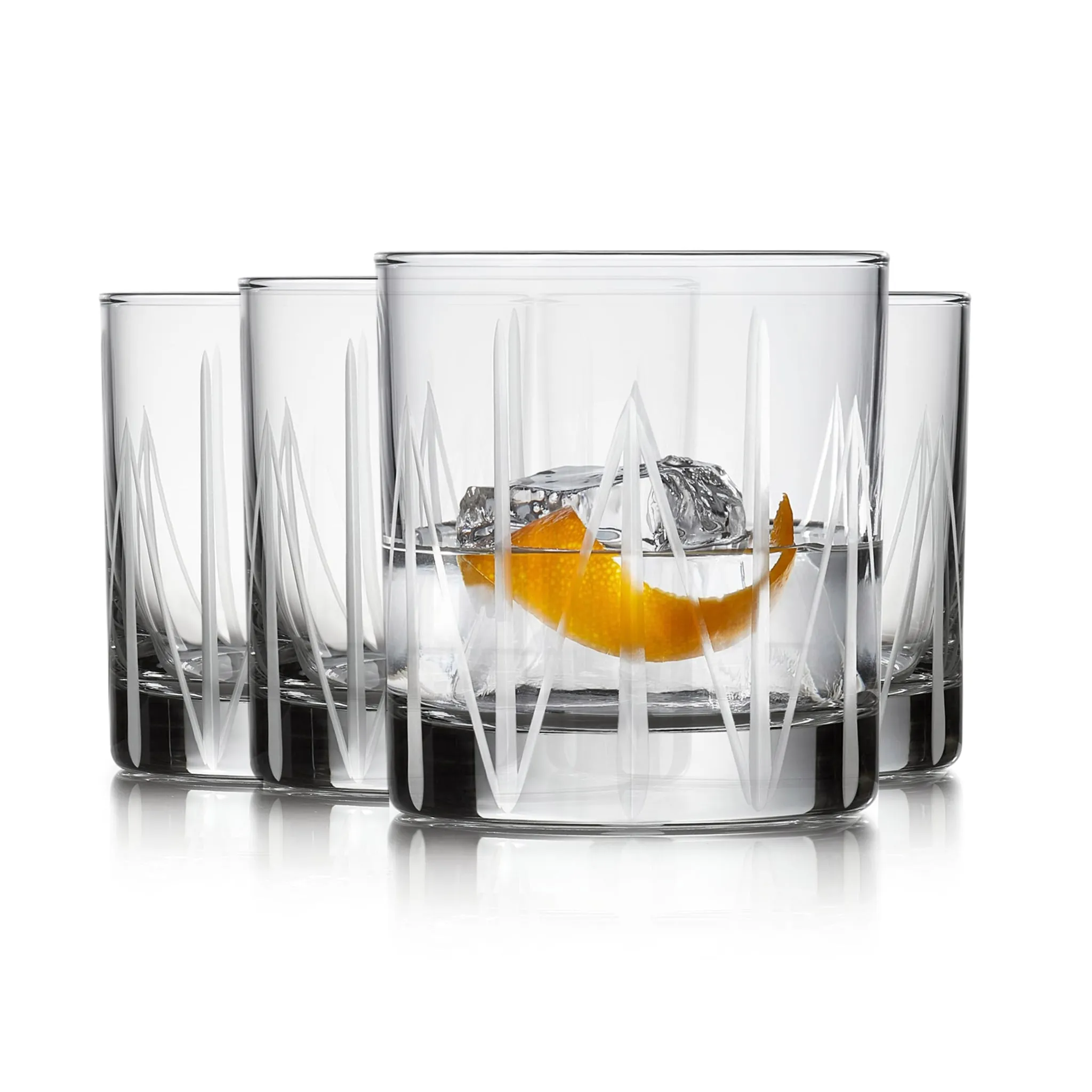 Libbey Cut Cocktails Structure Rocks Glasses, 11 ounce, Set of 4