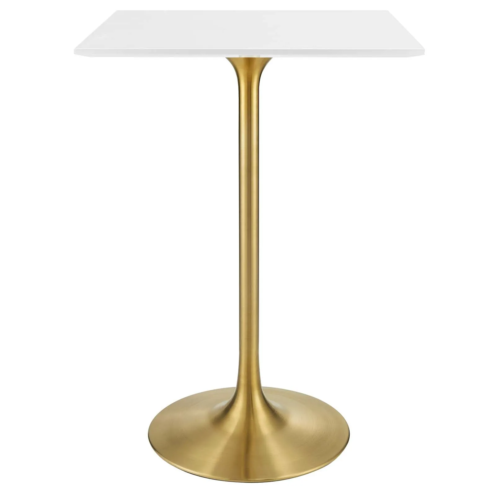 Lippa 28" Square Wood Top Bar Table Gold White EEI-3263-GLD-WHI