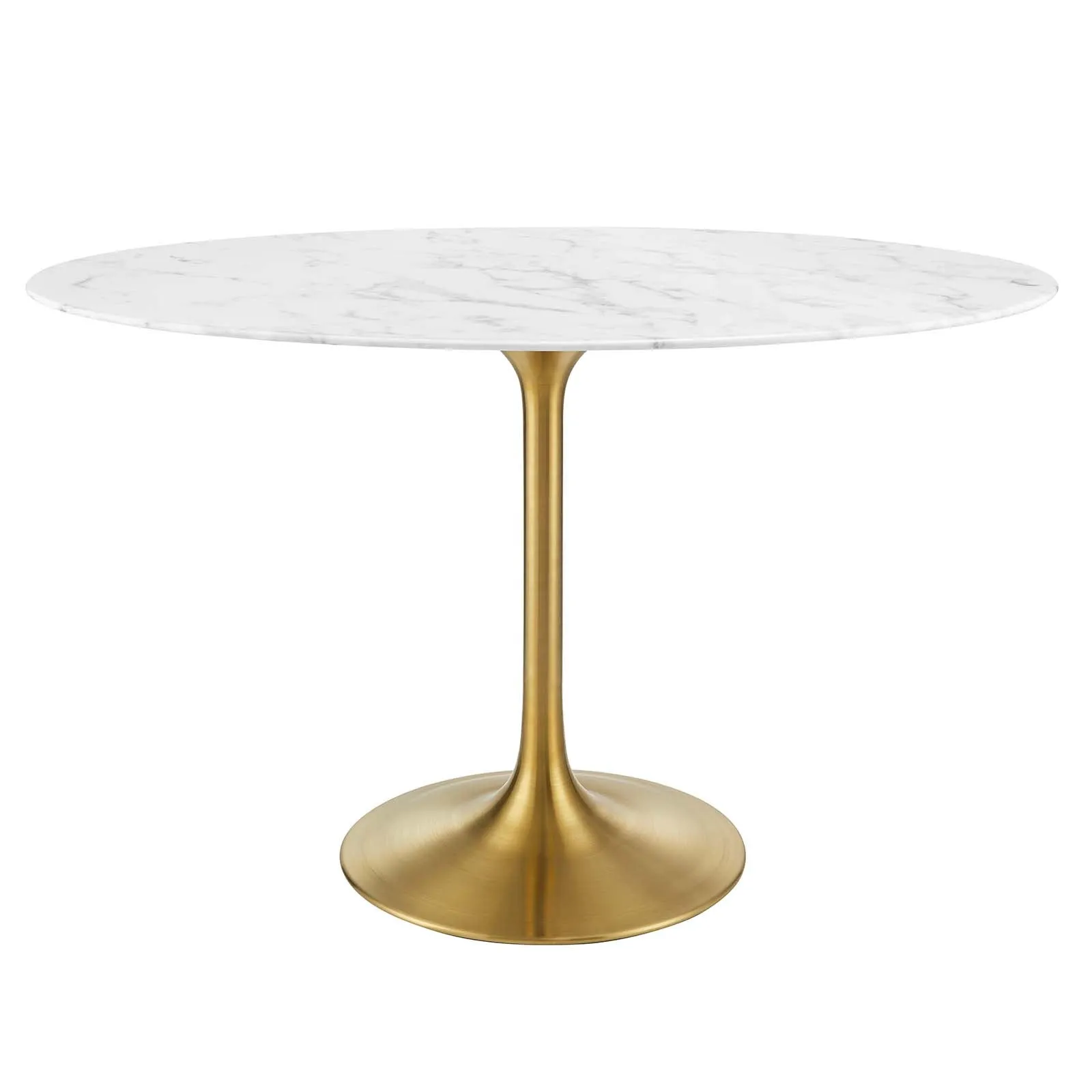 Lippa 48" Oval Artificial Marble Dining Table Gold White EEI-3216-GLD-WHI