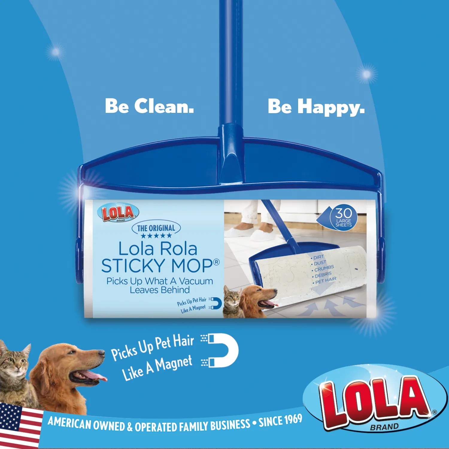 Lola Rola Sticky Mop w/ 4 piece handle